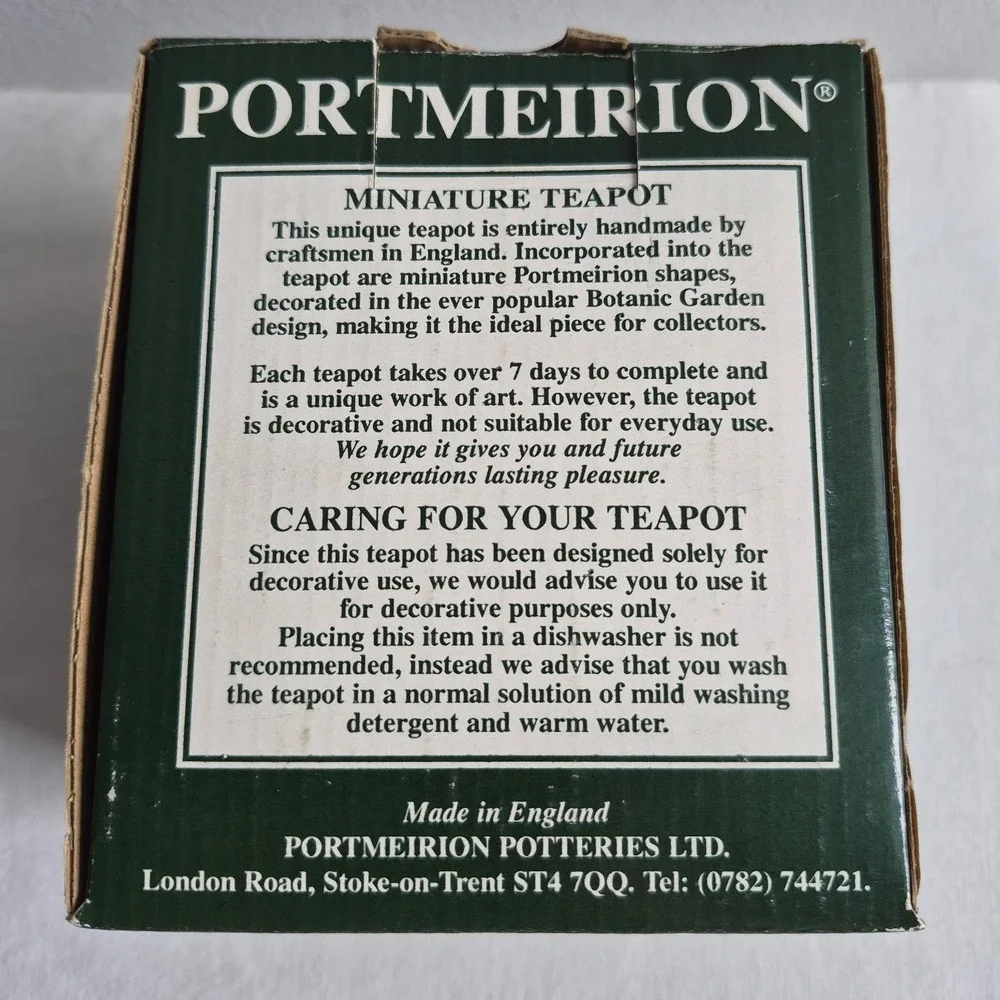 Portmeirion Miniature Teapot Washstand Yellow Botanic Garden England
